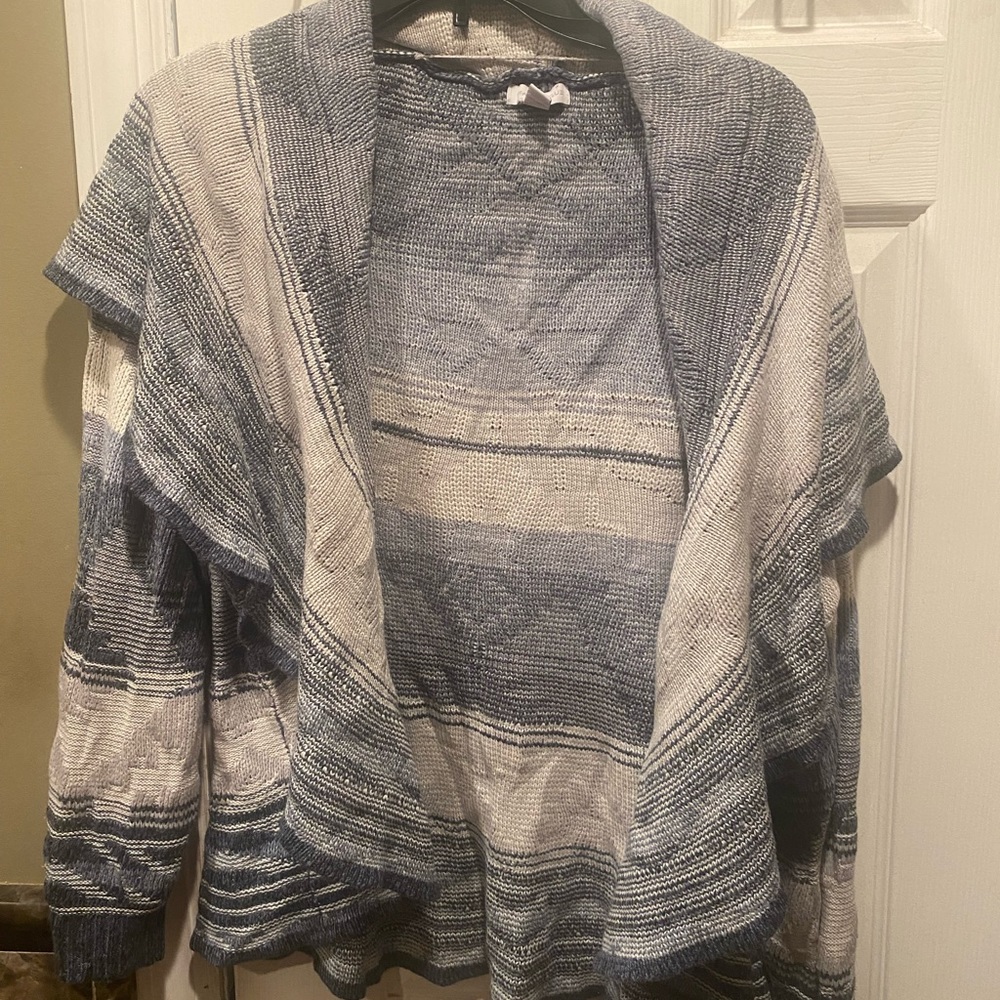 Charter Club blue/cream/gray shawl collar cardigan-sz XL